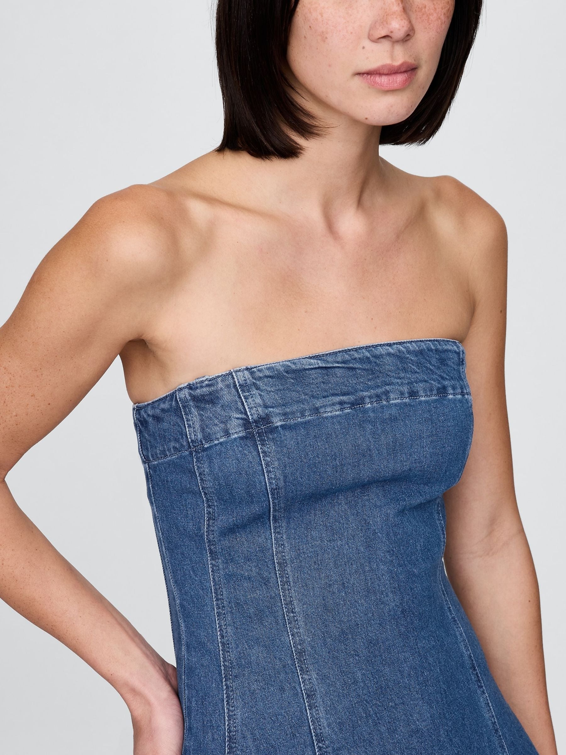 Blue Denim Midi Dress